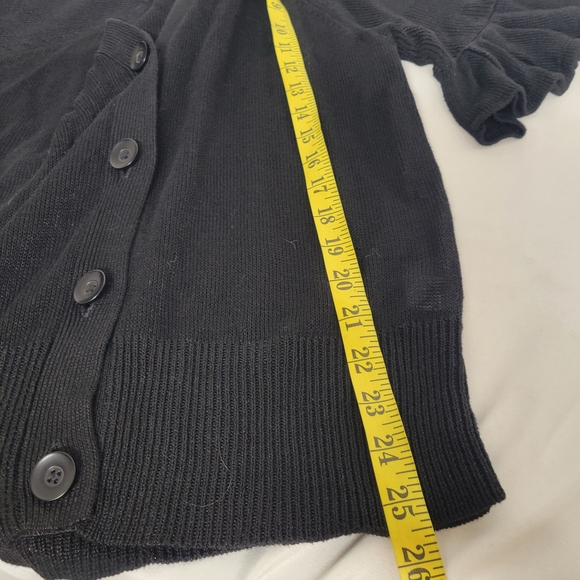 Spring + Mercer Black Linen Cardigan with Ruffle Sleeves - Picture 10 of 11